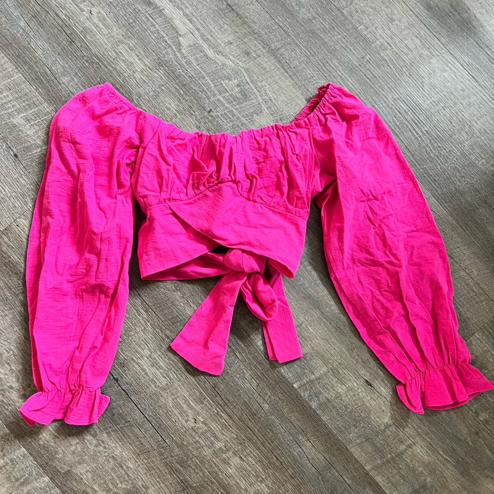 Hello Molly off the shoulder wrap crop top
